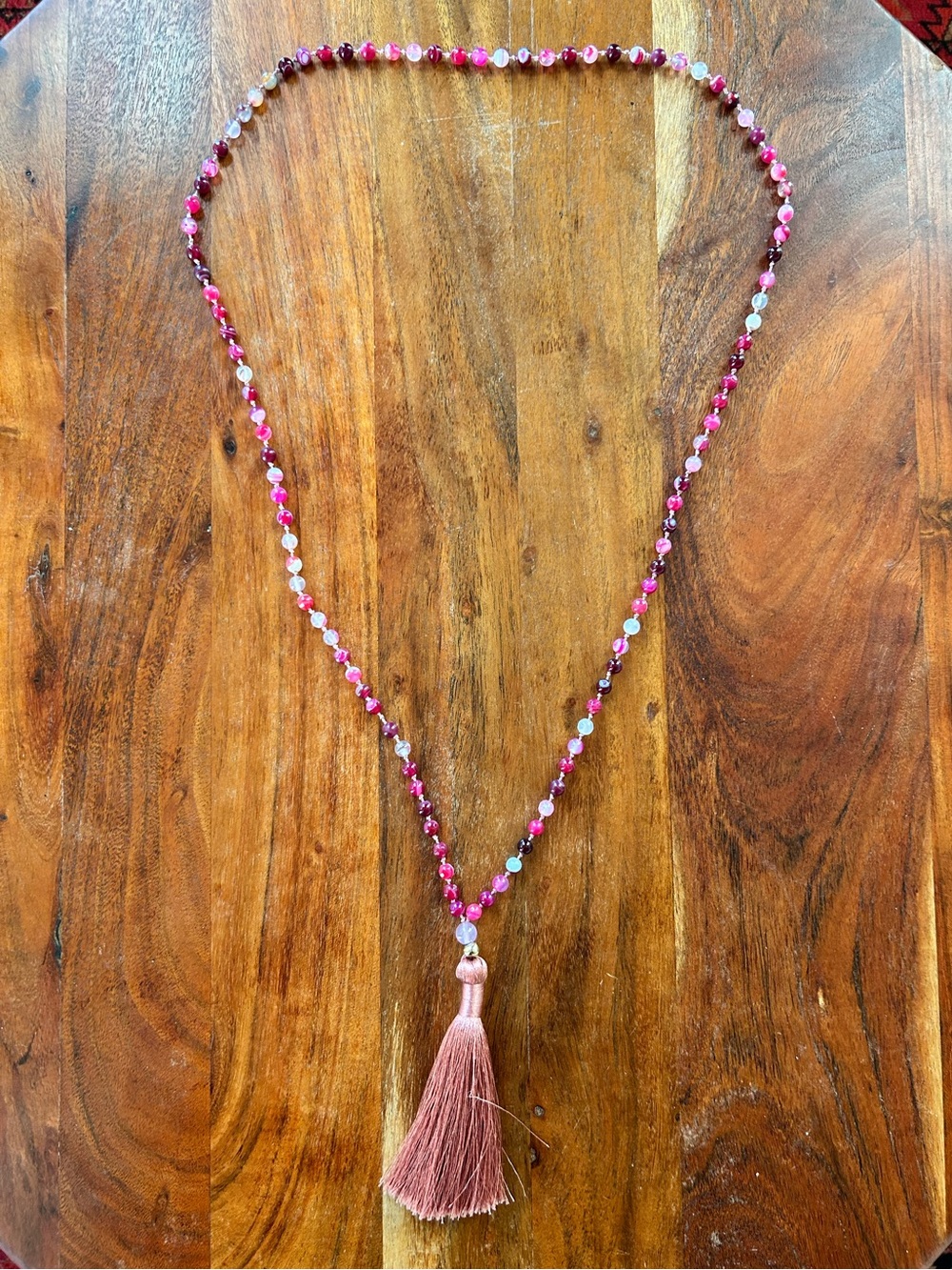 Quartz and Glass Mala Bead Necklace